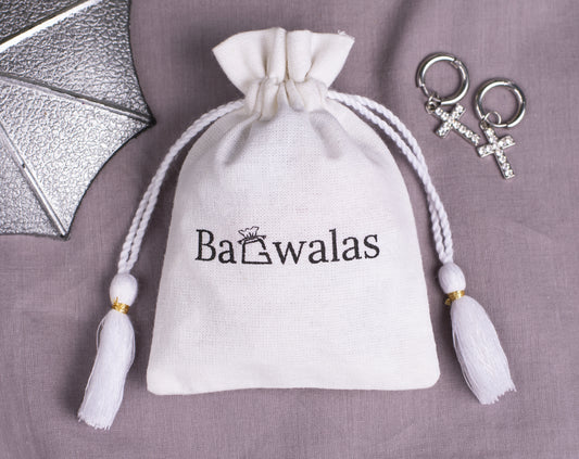 Plain Premium Cotton Drawstring Jewelry Pouch With Logo