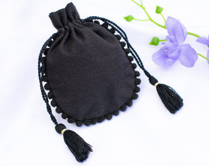 Pack of 100 - Black Designer Cotton Drawstring Pouch With Logo For Jewelry Packaging