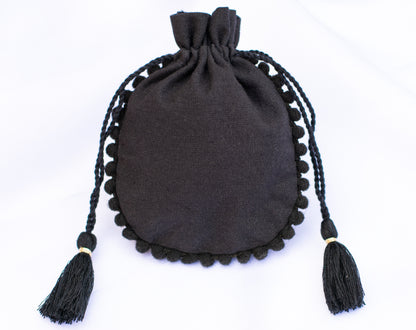 Pack of 100 - Black Designer Cotton Drawstring Pouch With Logo For Jewelry Packaging