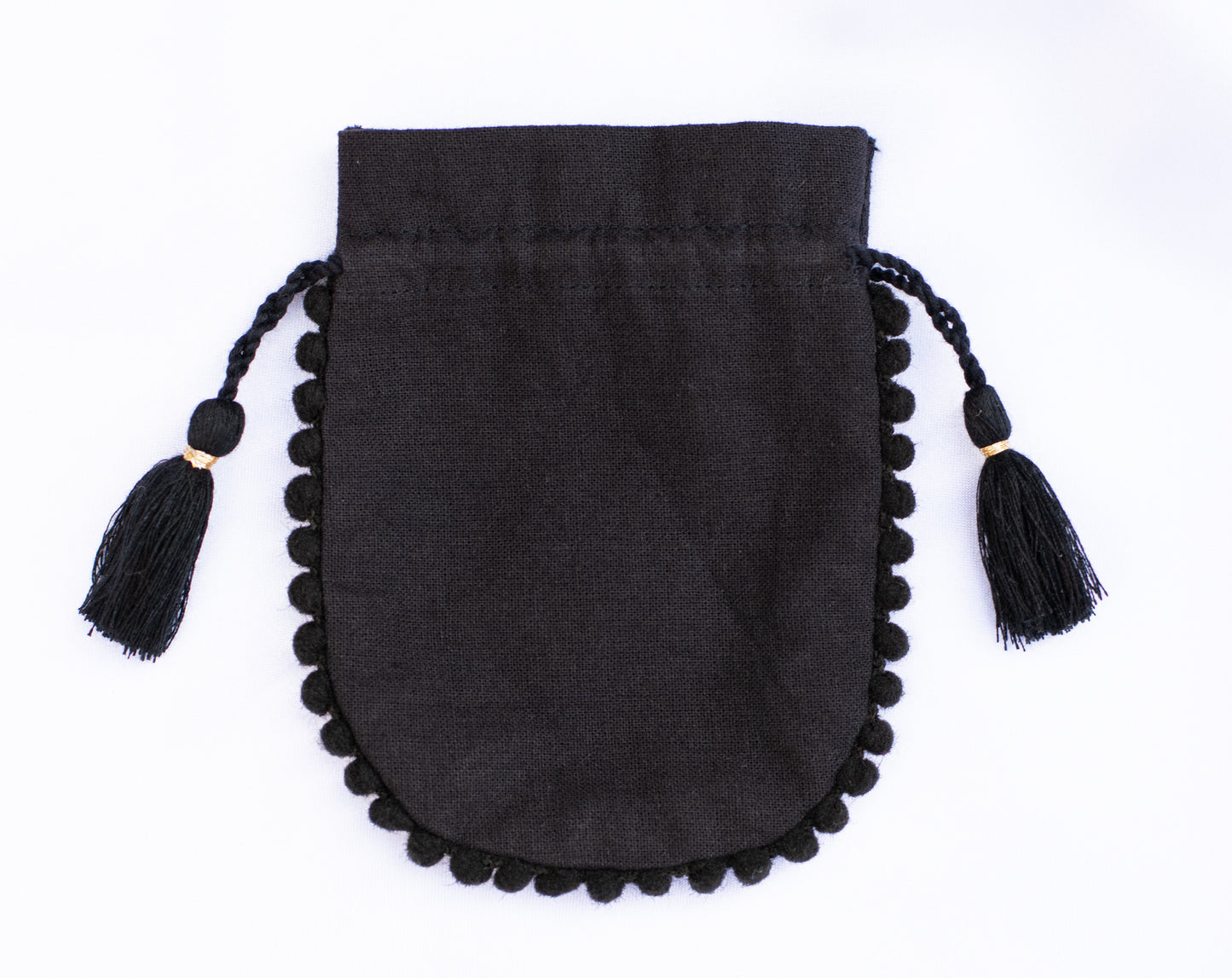 Pack of 100 - Black Designer Cotton Drawstring Pouch With Logo For Jewelry Packaging