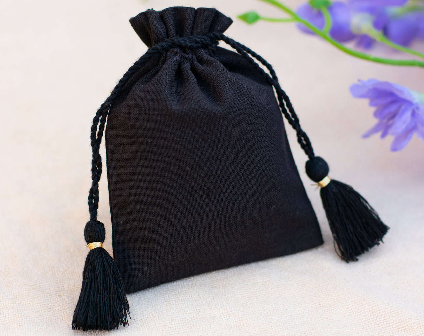 Cusotm Plain Cotton Drawstring Pouch With Logo For Jewelry Packaging