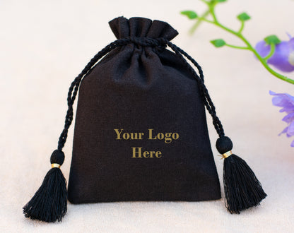 Cusotm Plain Cotton Drawstring Pouch With Logo For Jewelry Packaging