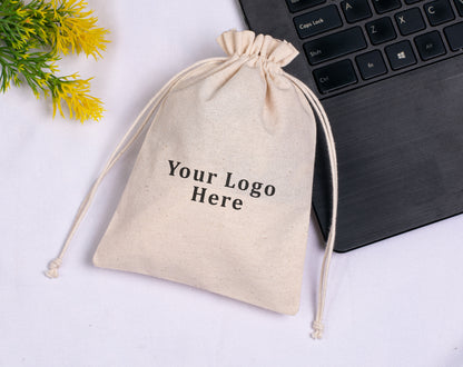 100pcs Natural Cotton Jewelry Drawstring Pouches With Logo in Wholesale & Bulk