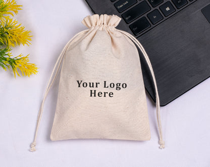 100pcs Natural Cotton Jewelry Drawstring Pouches With Logo in Wholesale & Bulk