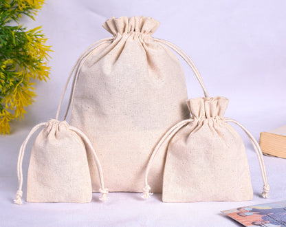 100pcs Natural Cotton Jewelry Drawstring Pouches With Logo in Wholesale & Bulk