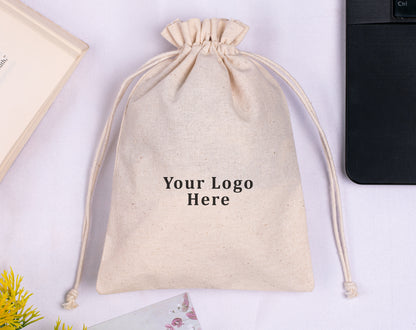 100pcs Natural Cotton Jewelry Drawstring Pouches With Logo in Wholesale & Bulk