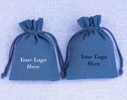 100pcs Pure Cotton Jewelry Drawstring Pouches with Logo for Wholesale Orders