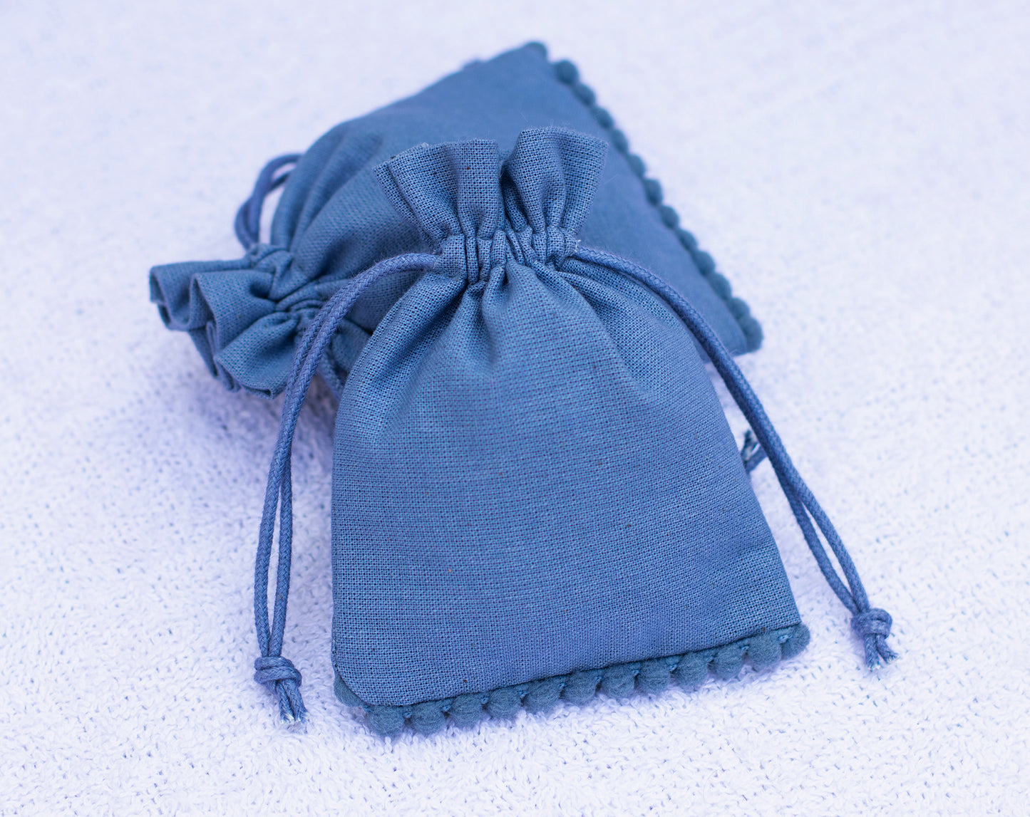 100pcs Bluish Gray Designer Premium Cotton Jewelry Pouches With Logo
