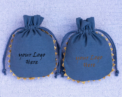 100pcs Wholesale Drawstring Designer Pouch With Logo, Wedding Favor Bags