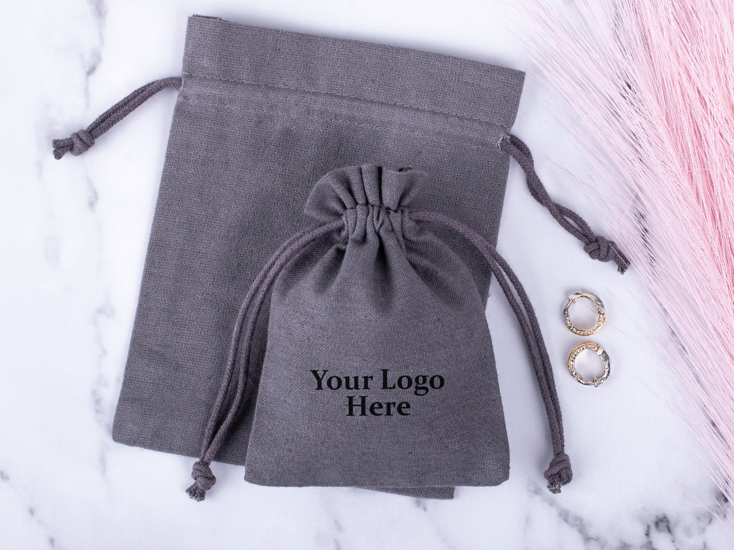100pcs Cotton Drawstring Jewelry Pouch With Logo in Wholesale & Bulk