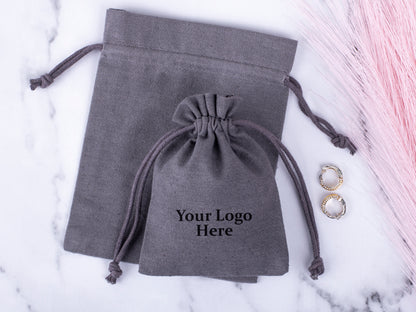 100pcs Cotton Drawstring Jewelry Pouch With Logo in Wholesale & Bulk