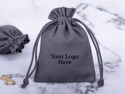 100pcs Cotton Drawstring Jewelry Pouch With Logo in Wholesale & Bulk