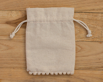 100pcs Natural Cotton Designer Drawstring Pouches With Logo for Jewelry Packaging