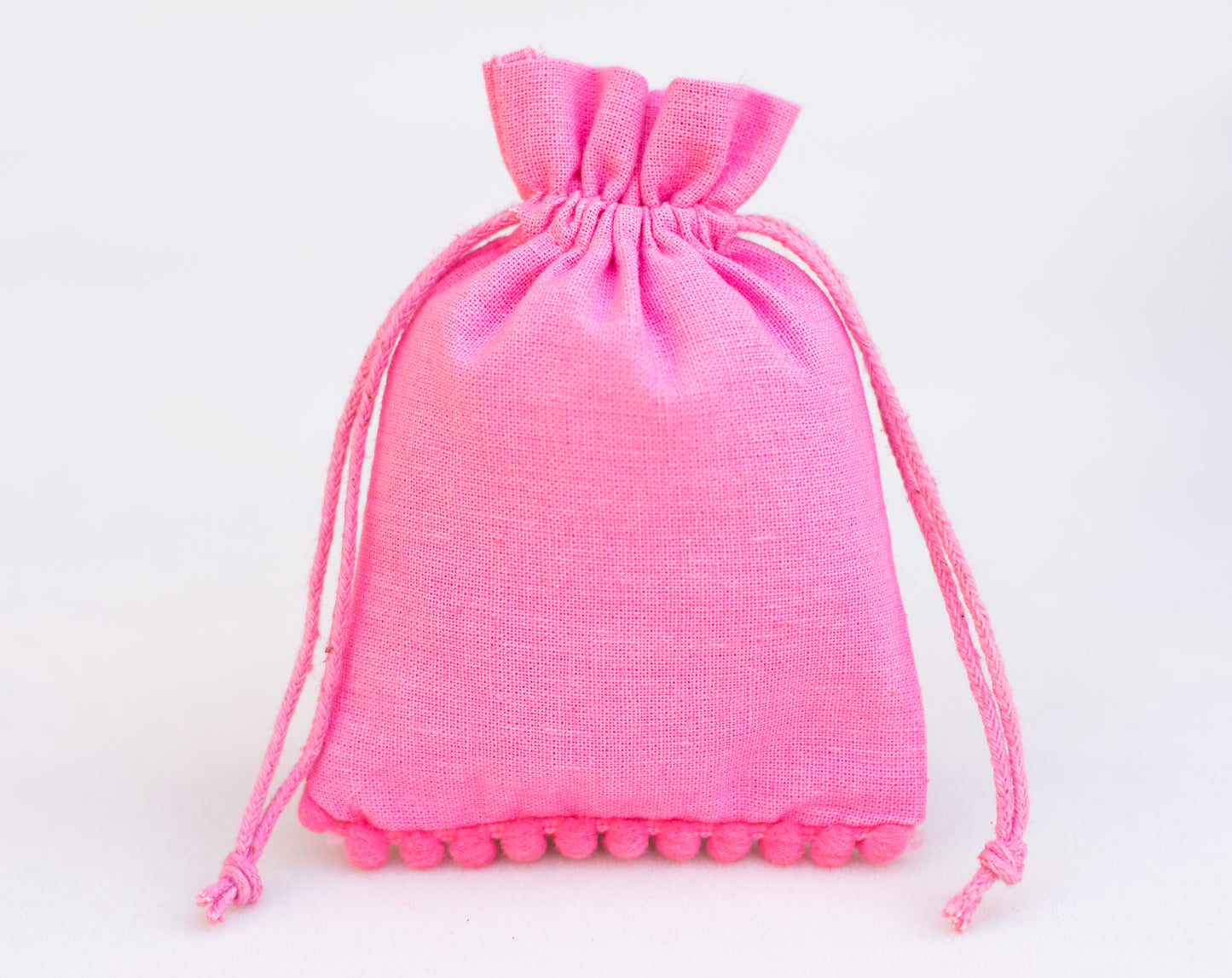 100pcs Light Pink Designer Cotton Drawstring Pouch With Logo, Eco Friendly Packaging