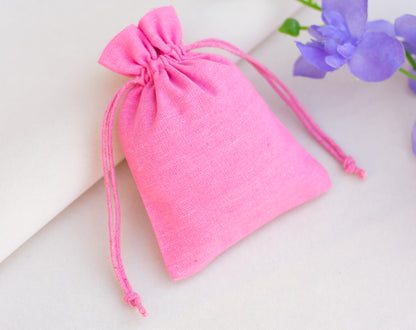 100pcs - Light Pink Cotton Drawstring Jewelry Pouch With Logo in Wholesale & Bulk
