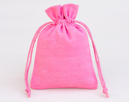 100pcs - Light Pink Cotton Drawstring Jewelry Pouch With Logo in Wholesale & Bulk