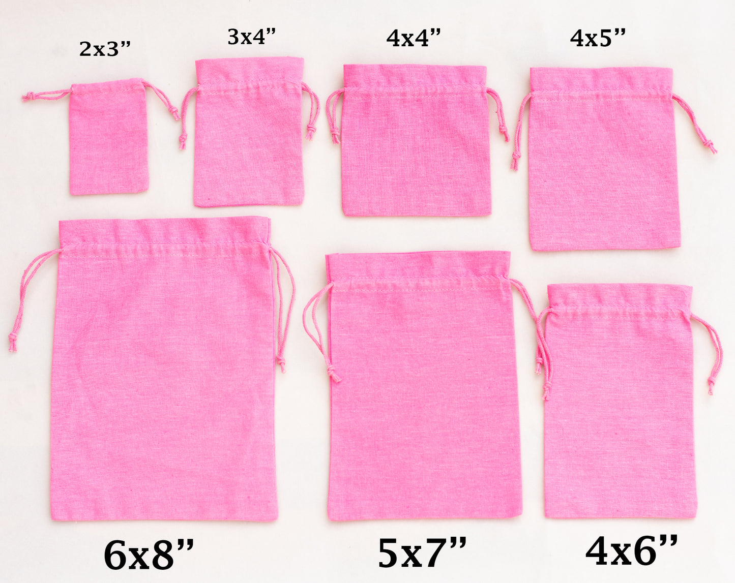 100pcs - Light Pink Cotton Drawstring Jewelry Pouch With Logo in Wholesale & Bulk