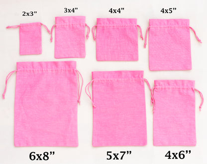 100pcs - Light Pink Cotton Drawstring Jewelry Pouch With Logo in Wholesale & Bulk