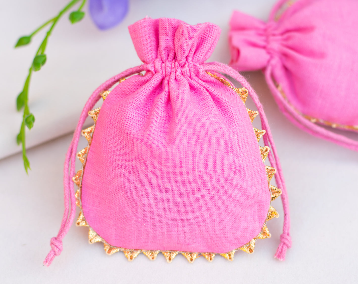 100pcs Round Organic Drawstring Designer Pouches With Logo Wholesale