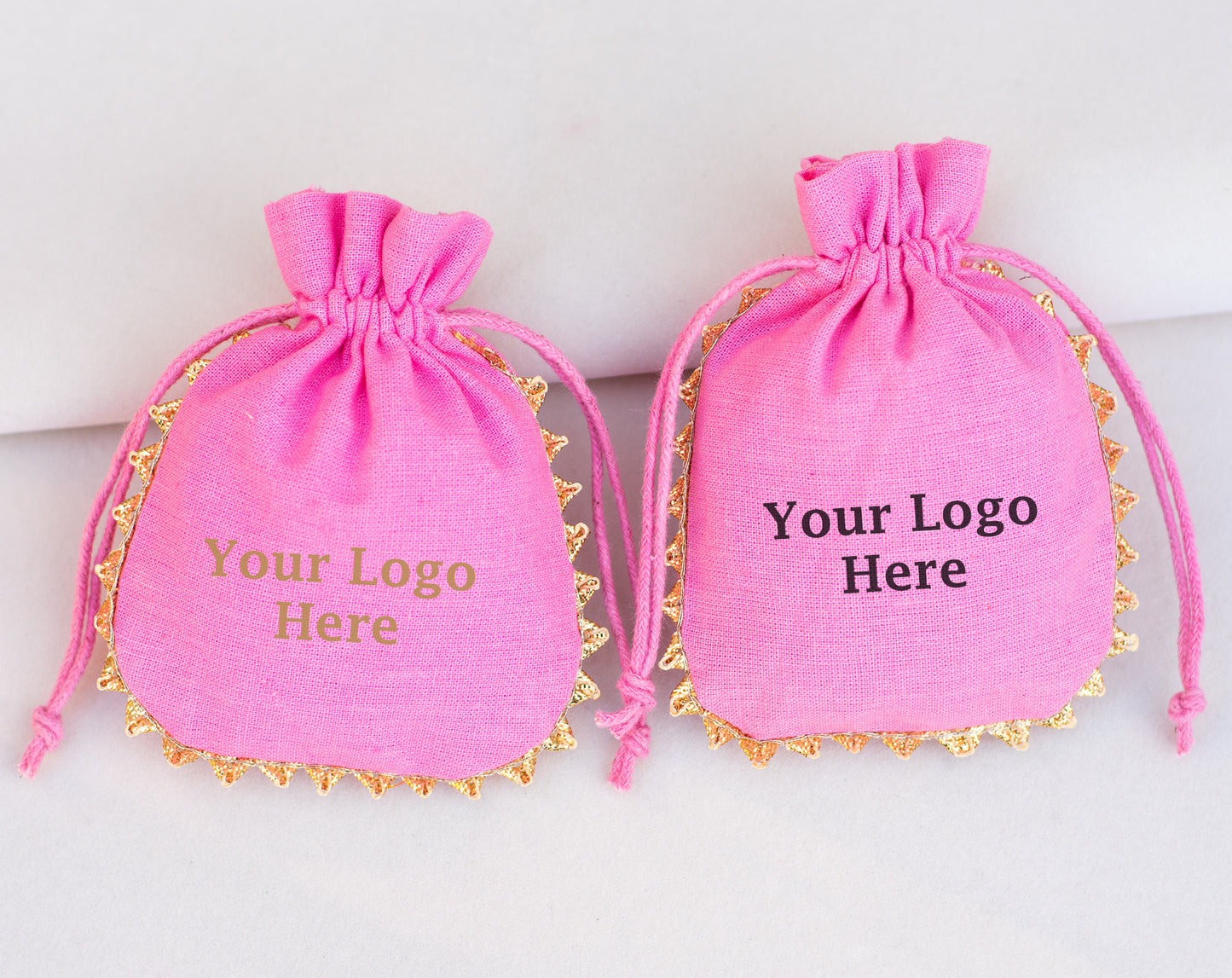 100pcs Round Organic Drawstring Designer Pouches With Logo Wholesale