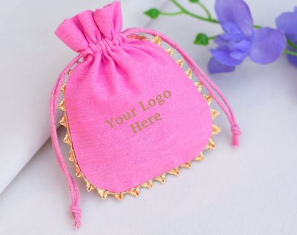 100pcs Round Organic Drawstring Designer Pouches With Logo Wholesale