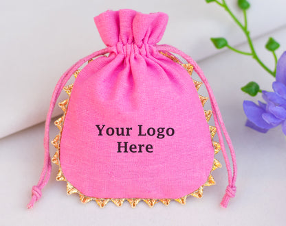 100pcs Round Organic Drawstring Designer Pouches With Logo Wholesale