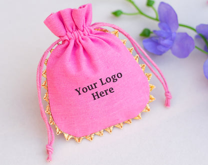 100pcs Round Organic Drawstring Designer Pouches With Logo Wholesale