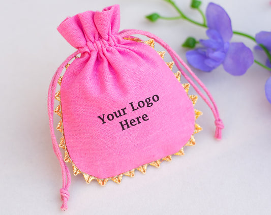 100pcs Round Organic Drawstring Designer Pouches With Logo Wholesale