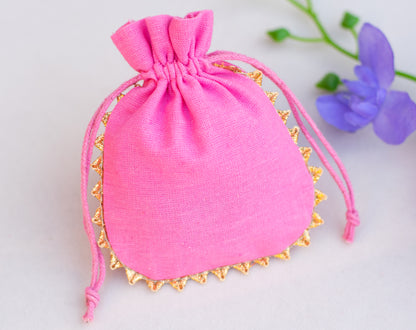 100pcs Round Organic Drawstring Designer Pouches With Logo Wholesale