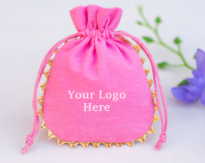 100pcs Round Organic Drawstring Designer Pouches With Logo Wholesale