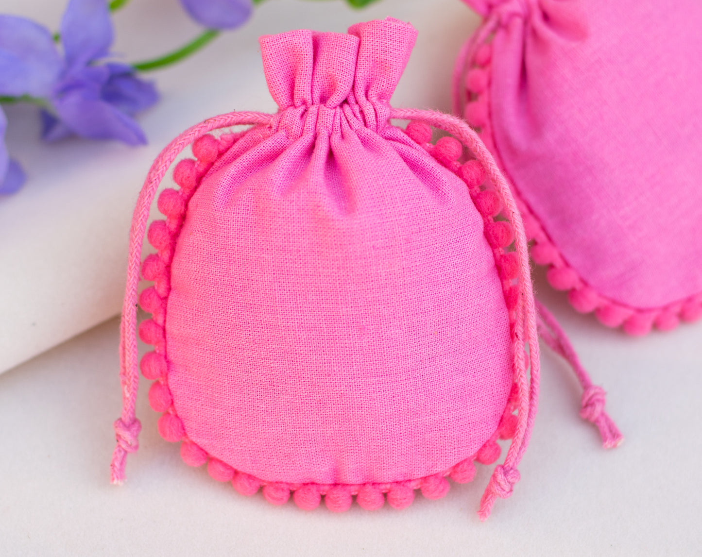100pcs Custom Cotton Drawstring Designer Pouch With Logo in Wholesale