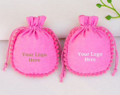 100pcs Custom Cotton Drawstring Designer Pouch With Logo in Wholesale