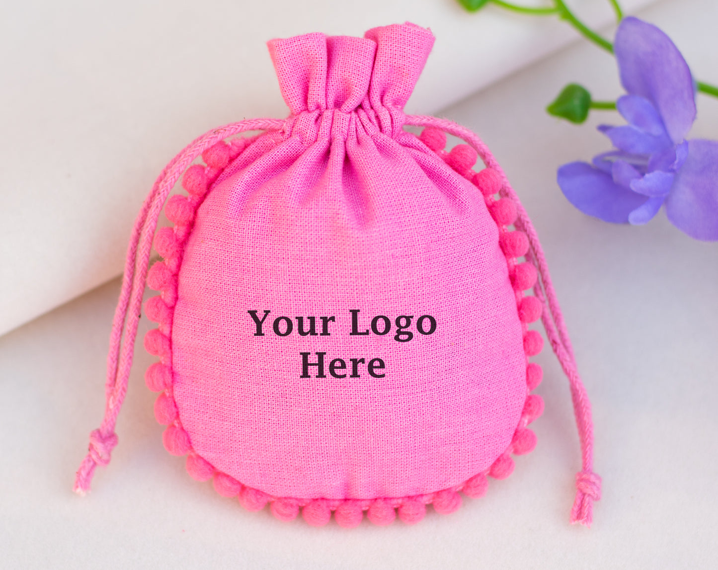 100pcs Custom Cotton Drawstring Designer Pouch With Logo in Wholesale