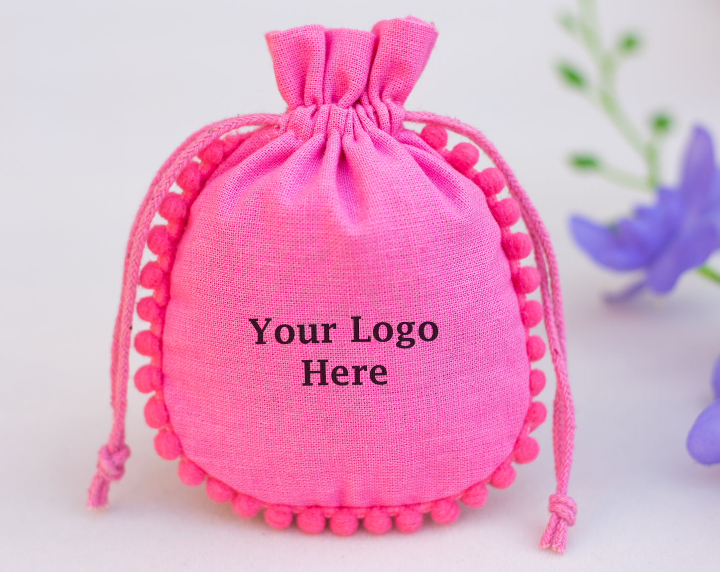 100pcs Custom Cotton Drawstring Designer Pouch With Logo in Wholesale