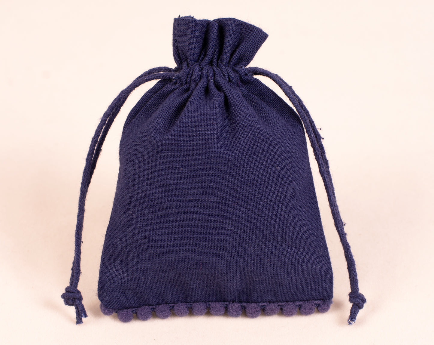 100pcs Dark Blue Designer Cotton Drawstring Pouches With Logo for Premium Packaging