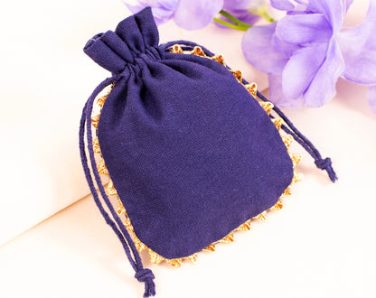 100pcs Round Blue Drawstring Designer Cotton Pouch With Custom Logo