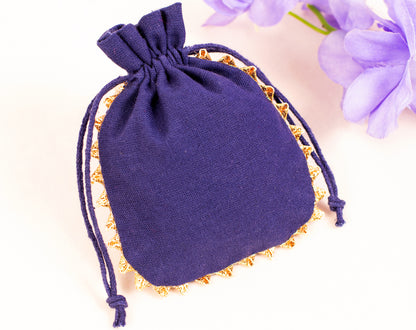 100pcs Round Blue Drawstring Designer Cotton Pouch With Custom Logo