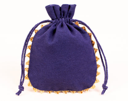 100pcs Round Blue Drawstring Designer Cotton Pouch With Custom Logo
