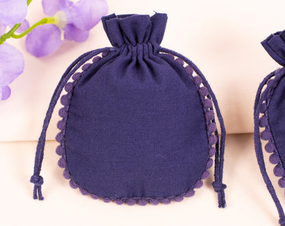 100pcs Blue Drawstring Designer Pouch With Logo For Jewelry Packaging