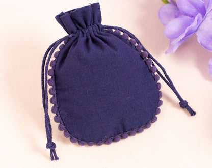 100pcs Blue Drawstring Designer Pouch With Logo For Jewelry Packaging