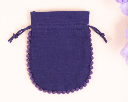 100pcs Blue Drawstring Designer Pouch With Logo For Jewelry Packaging
