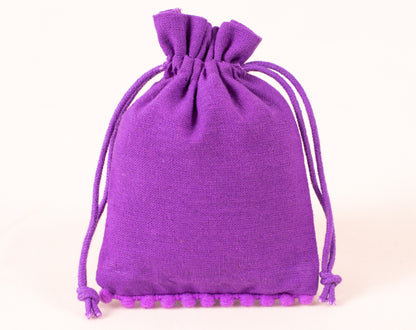100pcs Purple Designer Pure Cotton Drawstring Pouch With Logo, Custom Jewelry Pouches