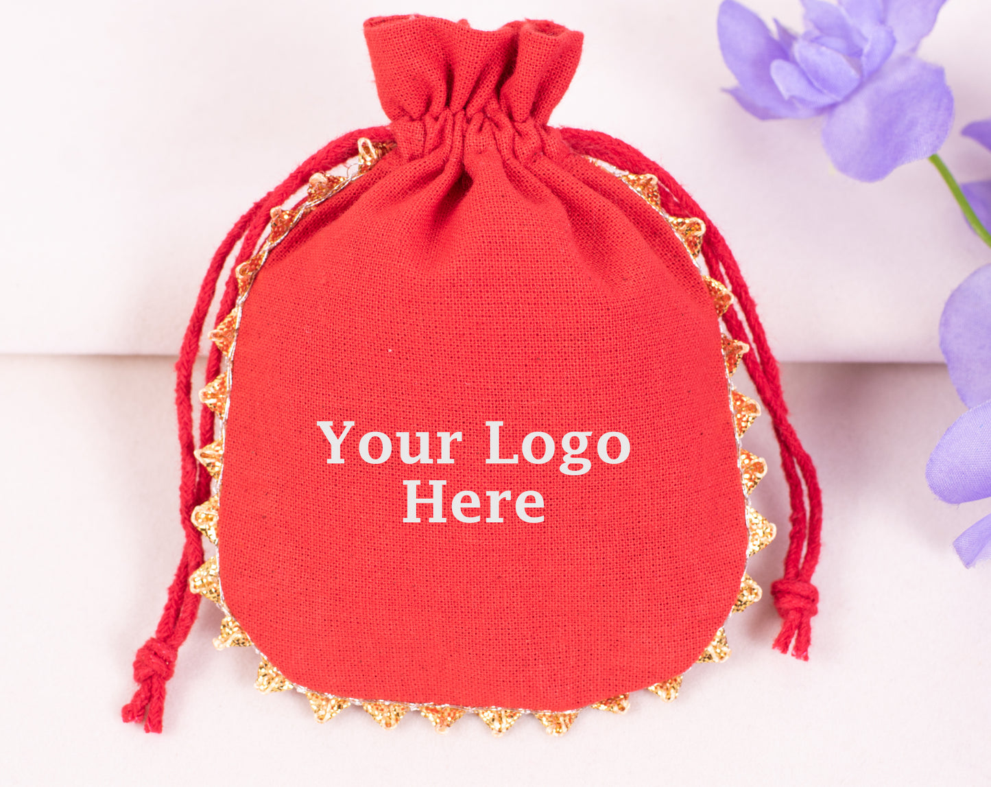 100pcs Custom Cotton Drawstring Designer Pouch With Logo Wholesale