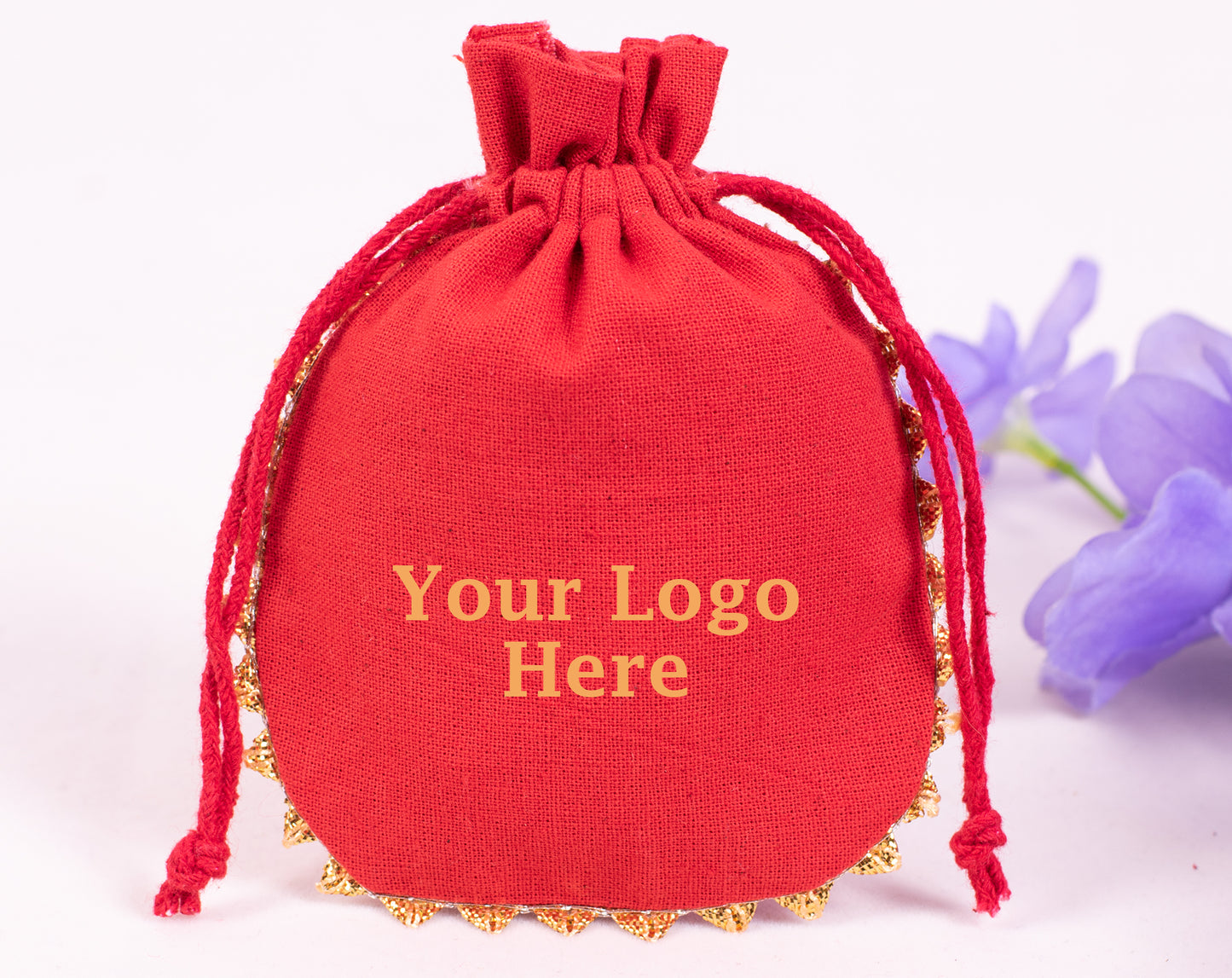100pcs Custom Cotton Drawstring Designer Pouch With Logo Wholesale
