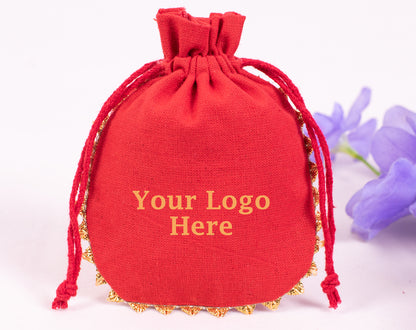 100pcs Custom Cotton Drawstring Designer Pouch With Logo Wholesale