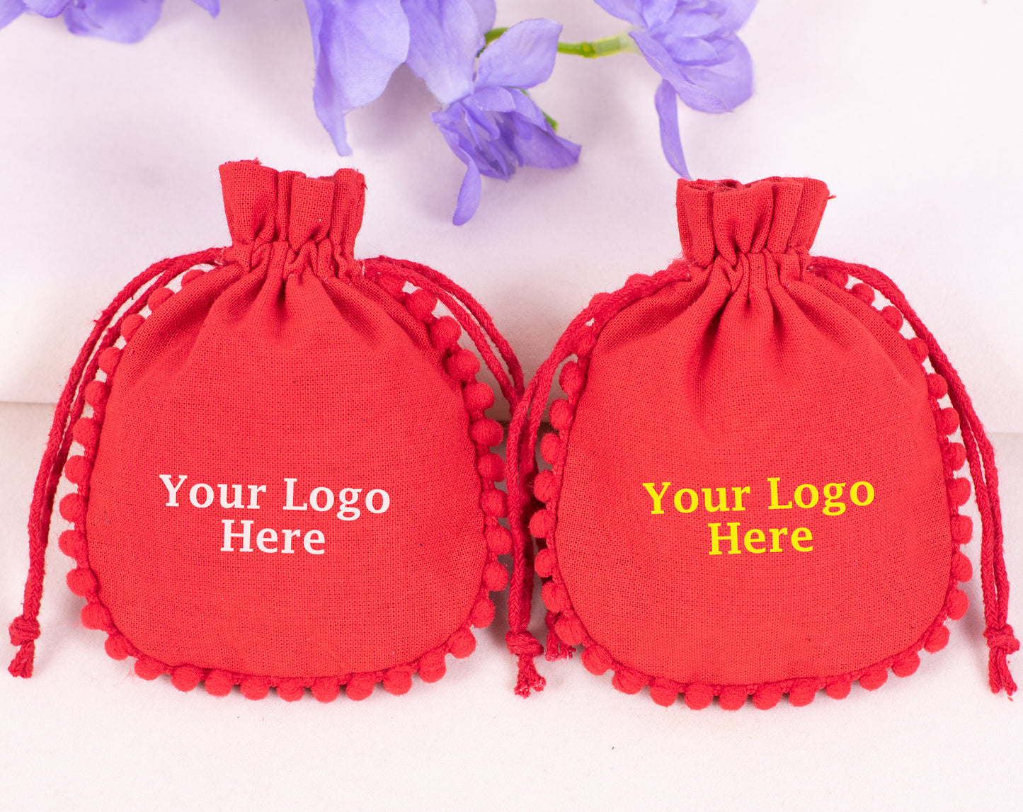 100pcs Eco-Friendly Drawstring Designer Cotton Pouch With Logo