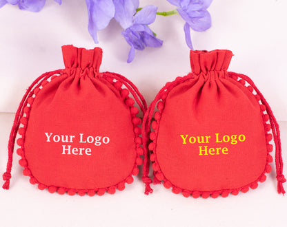 100pcs Eco-Friendly Drawstring Designer Cotton Pouch With Logo