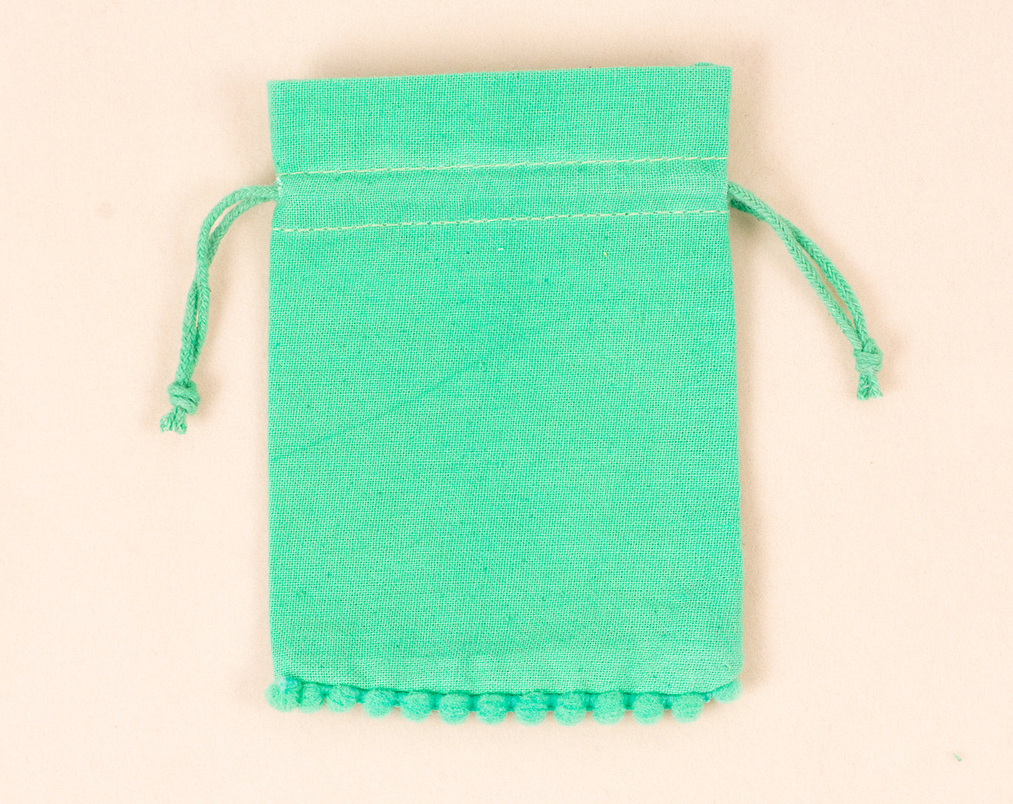 100pcs Sea Green Designer Cotton Drawstring Pouch With Logo in Wholesale