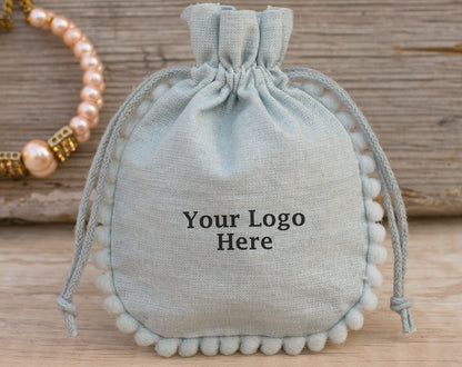 100pcs Pure Cotton Drawstring Designer Pouch With Logo