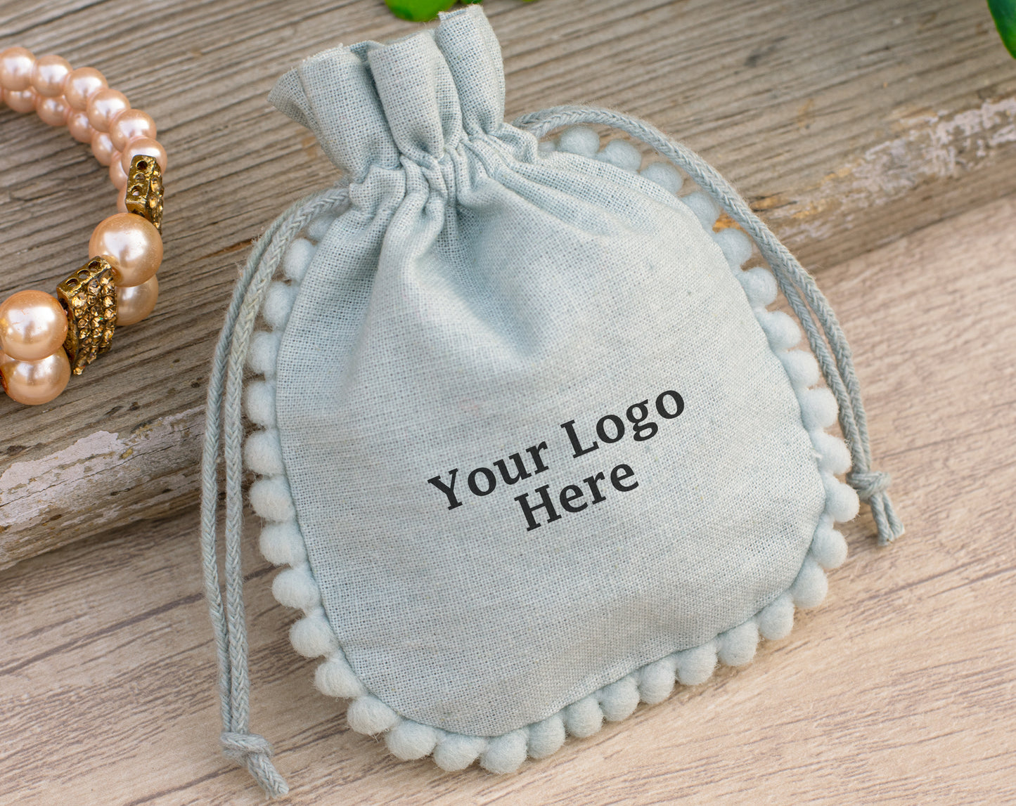 100pcs Pure Cotton Drawstring Designer Pouch With Logo
